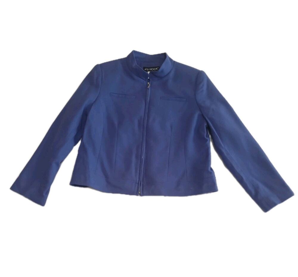 J.G. Hook Jacket Women's 10P Purple 100% Wool Vintage 80s 90s Zip Petite Vintage